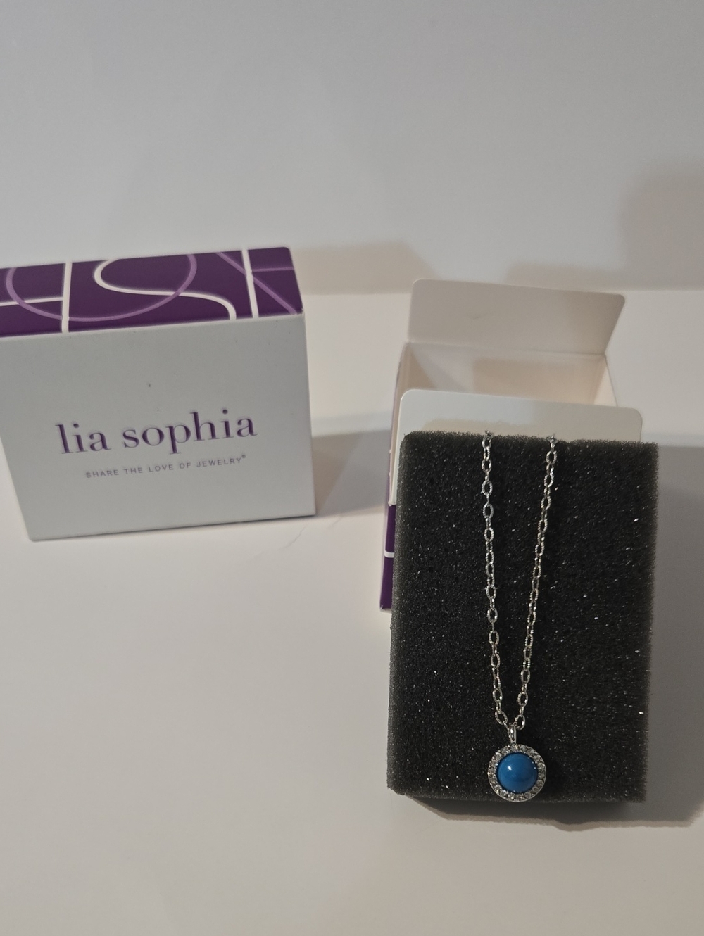 Lia Sophia Silver Necklace with Bright Blue Round Pendant - Picture 1 of 1